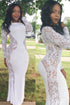 White Lace Maxi Dress with Fish Tail Detail